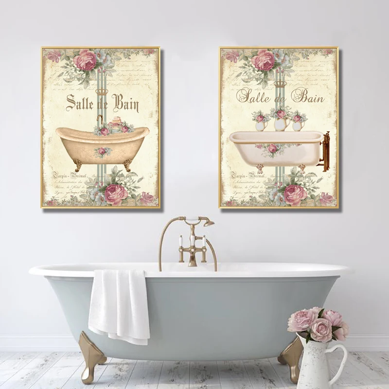French-Bathroom-Decoration-Paintings-Print-Vintage-Posters-Salle-de-Bain-Le-Bain-Chalkboard-Shabby-Fine-Wall (3)