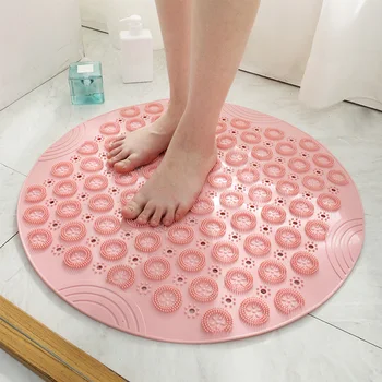 

55cm Round Anti-Slip PVC Bath Mat Massage Pad With Sucker Drain Holes Bathroom Carpet Shower Mat PVC Floor Mat Rug Bathroom