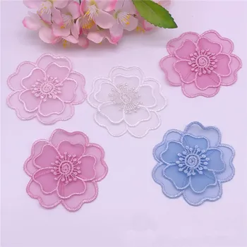 

50pcs Double-layer three-dimensional Rose cloth lace organza small size clothing patch fashion DIY embroidery patch flower