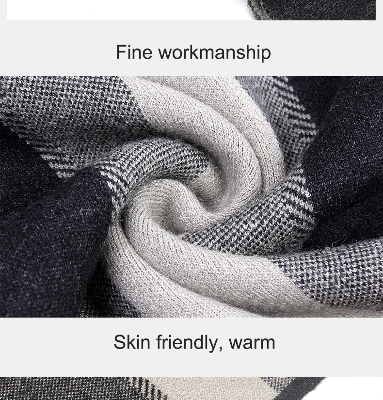 Серый, белый, черный, Зимний дизайнерский шарф, мужские полосатые утепленные кашемировые теплые шерстяные шарфы, деловой мужской бренд, шаль, подарок