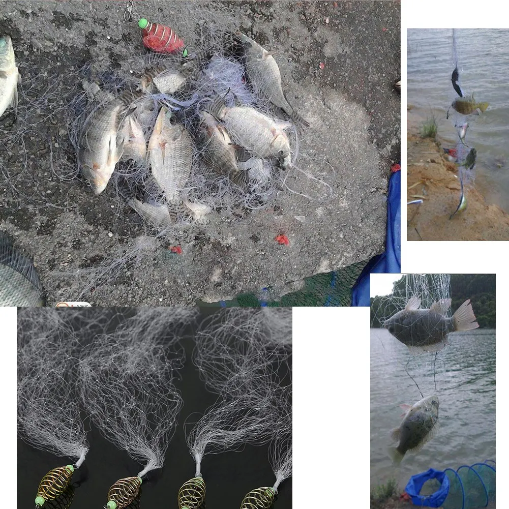 Free Shipping 4Pcs Durable Copper Spring Shoal Fishing Netting with Luminous Beads Mesh Net For Night Fishing Fishing Tackle