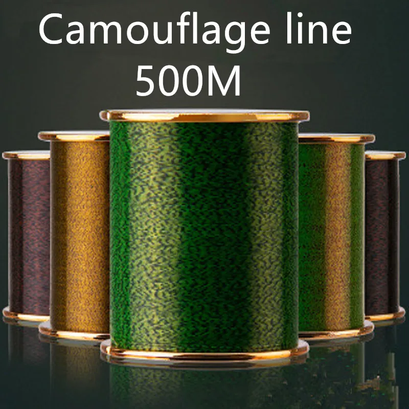 

500m Camouflage line carp Fishing Line Thread Line 3D Invisible Camouflage Nylon Rubber Thread Fishing Line Algae Line