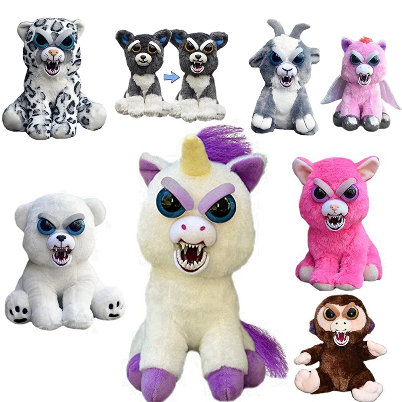 20-22cm Fnaf Feisty Pets Panda Dinosaur Teddy Bear Monkey Cats OWLLion Bunny Rabbit Dog Change Face Stuffed Animals Plush Toy | Игрушки и