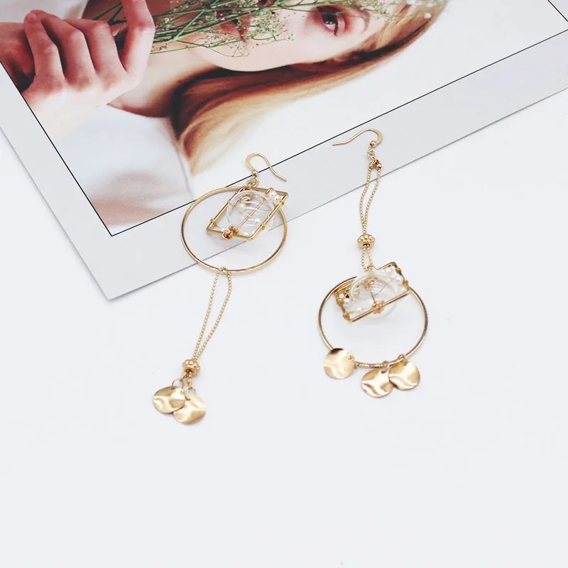 

Transparent Bubble Glass Ball Long Tassel Drop Earring For Women Geometric Round Handmade Customized Trendy Charm Jewelry