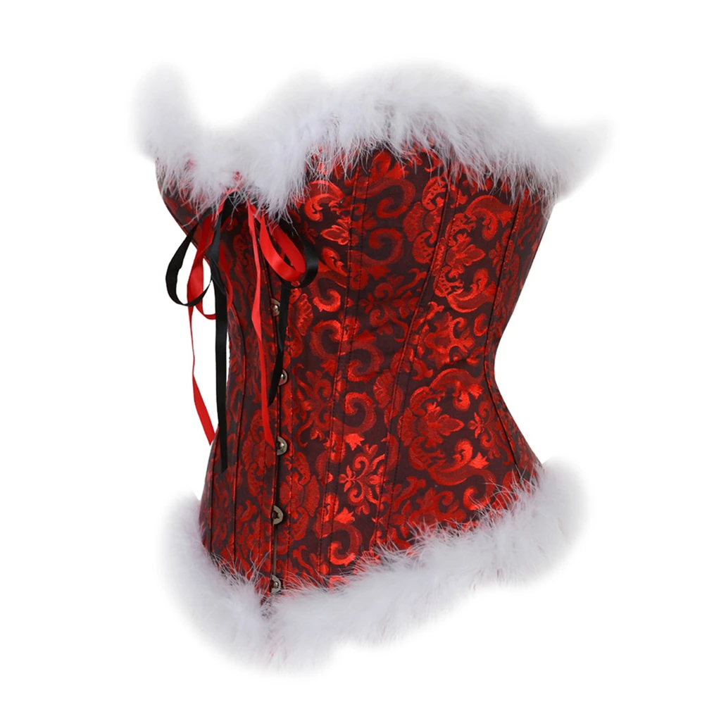 New Women Sexy Christmas Lace Up Overbust Corset ,Party Lingerie Women's Underwear Santa Cosplay  Exotic Apparel Strap Clubwear