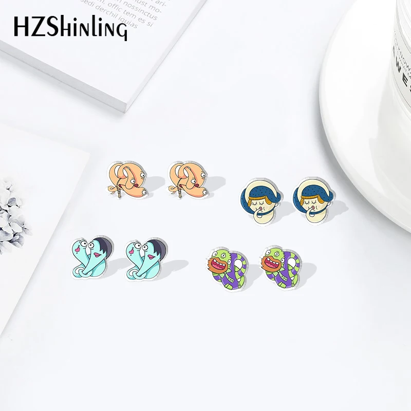 2020 новые Мультяшные серьги гвоздики из акриловой смолы с двойной