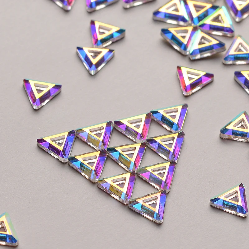 

Triangle Hollow Crystal AB Flat Back Rhinestones Glass 3D For Nail Art Decorations