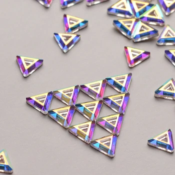 

Triangle Hollow Crystal AB Flat Back Rhinestones Glass 3D For Nail Art Decorations