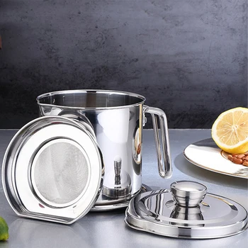 

Grease Can Leakage Proof Storage Container Stainless Steel Dustproof Filtering Portable Frying Camping Kitchen Oil Strainer Pot