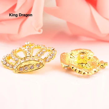 

King Dragon Rhinestone Crown Buttons Used On Craft 24MM 100pcs/Lot Shank Back Gold Color KD508