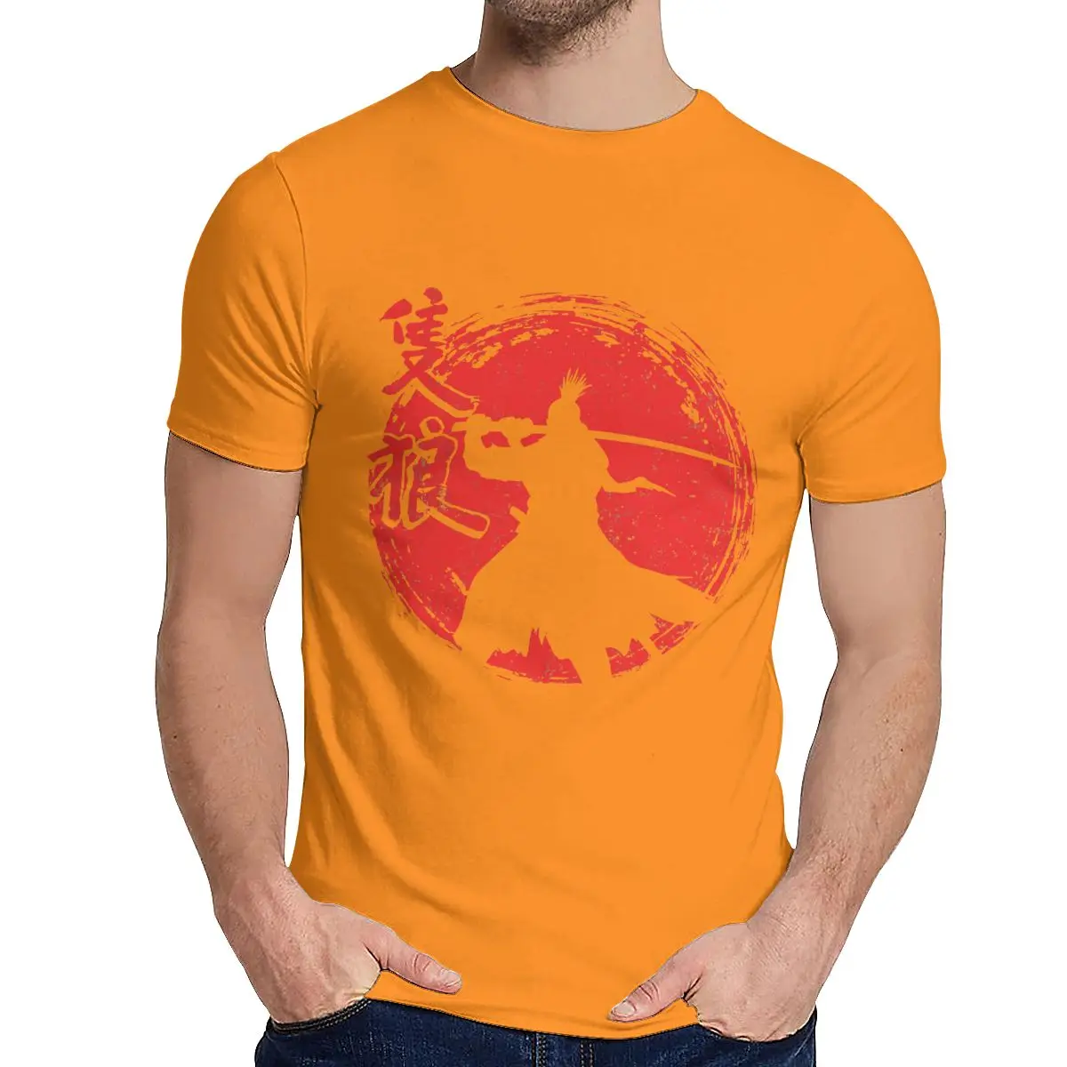 O-образным вырезом One-armed Wolf Red Sun Sekiro Shadows Die Twice футболка Новое поступление мужские удобные La Camiseta дизайн для унисекс - Цвет: Оранжевый