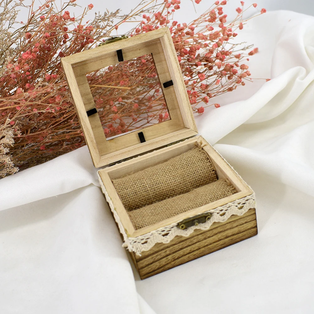 

Wooden Wedding Ring Box Engagement Box Wedding Valentines Gift Glass Ring Box Ring Holder