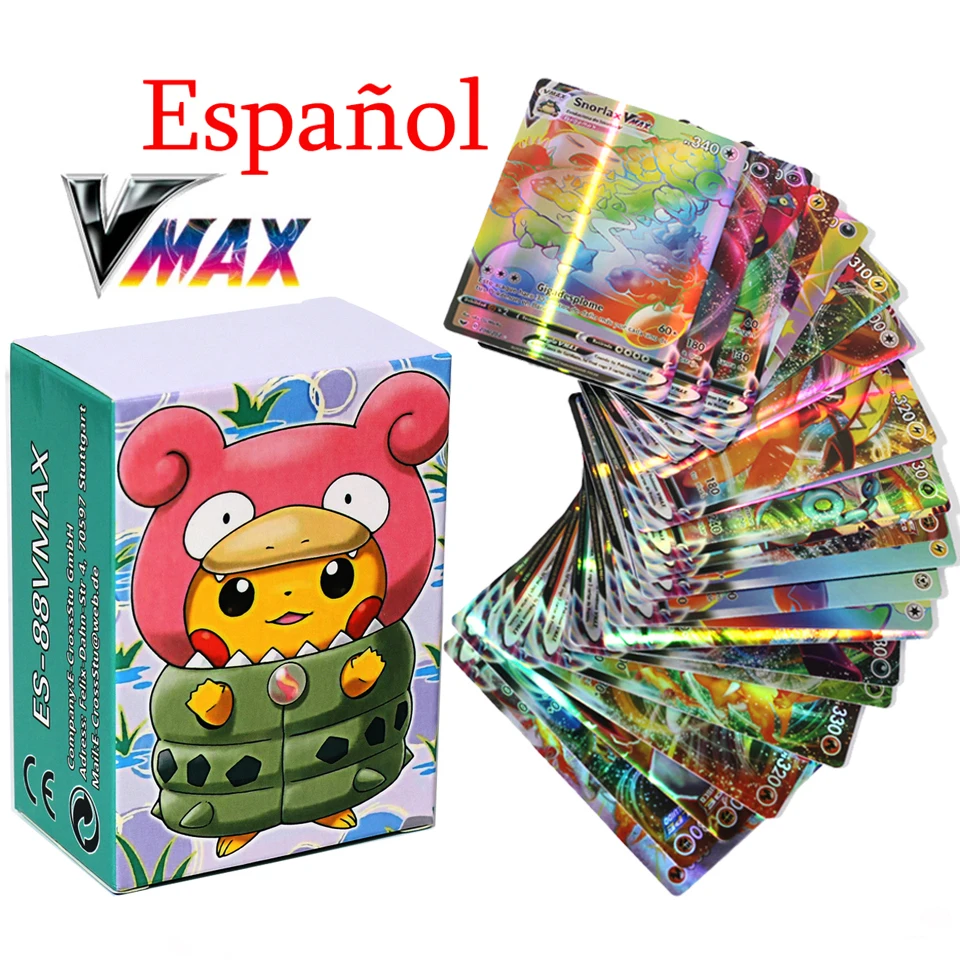 Карты Pokemon в испанском стиле 50-100 шт. GX VMAX V VmaxTrainer энергетические Сияющие карты