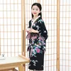 Kimono japonés nacional para niñas, vestido tradicional Yukata de seda satinada, bata de baño Oriental de lujo con rendimiento Obi ► Foto 2/6
