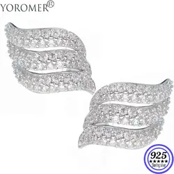 YOROMER 925 стерлингового серебра серьги из циркония маленькие серьги-гвоздики в виде крыльев; женские простые серьги-кольца, модные ювелирные