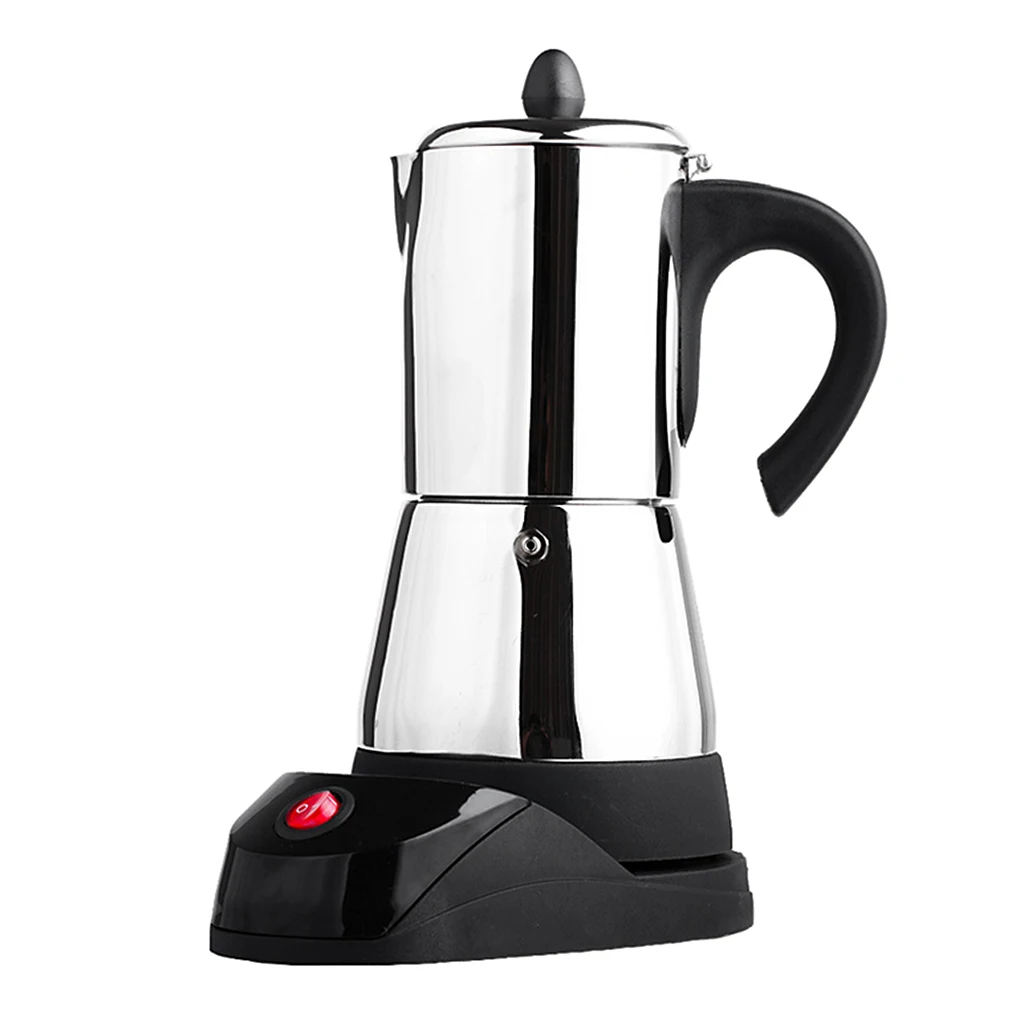 Portable Electric Espresso Coffee Maker Moka Pot Stainless Steel Latte Percolator Stove Top Coffee Maker Kettle 4/6 Cup Home