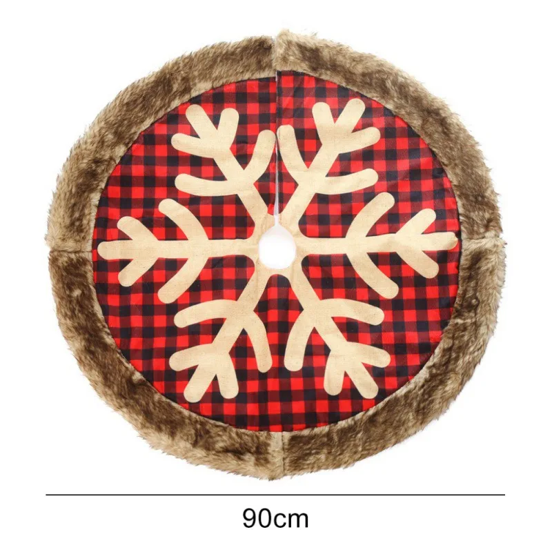 Buffalo Plaid Plush Christmas Tree Skirt With Invisible Nylon Clasp Xmas Tree Decorative Mat Christmas Decoration For Home