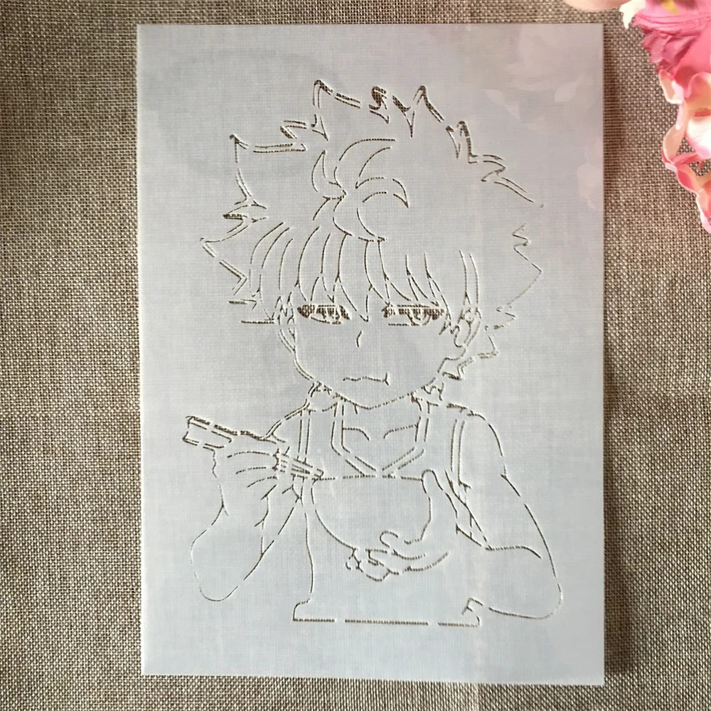 

A4 29cm Anime Hunter X Hunter Killua Eating DIY Layering Stencils Painting Scrapbook Coloring Emboss Album Decorative Template