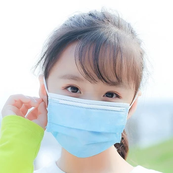 

100Pcs Children Mask Child Face Mask Disposable 3 Layers Individual Package Facemask for 4-12 Boys Girls Blue Pink White Purple