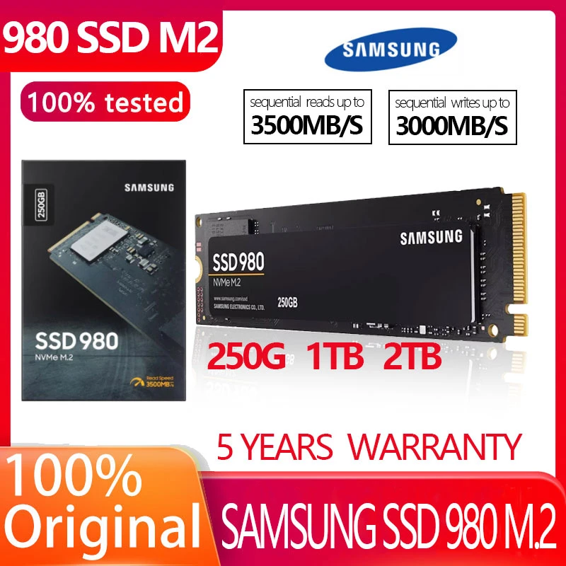 SAMSUNG SSD M.2 250GB 500GB 1TB 980 NVMe Internal Solid State Drive Hard Disk M2 2280 TLC PCIe Gen 3.0 x 4, NVMe 1.4 for PC ssd internal hard drive for laptop