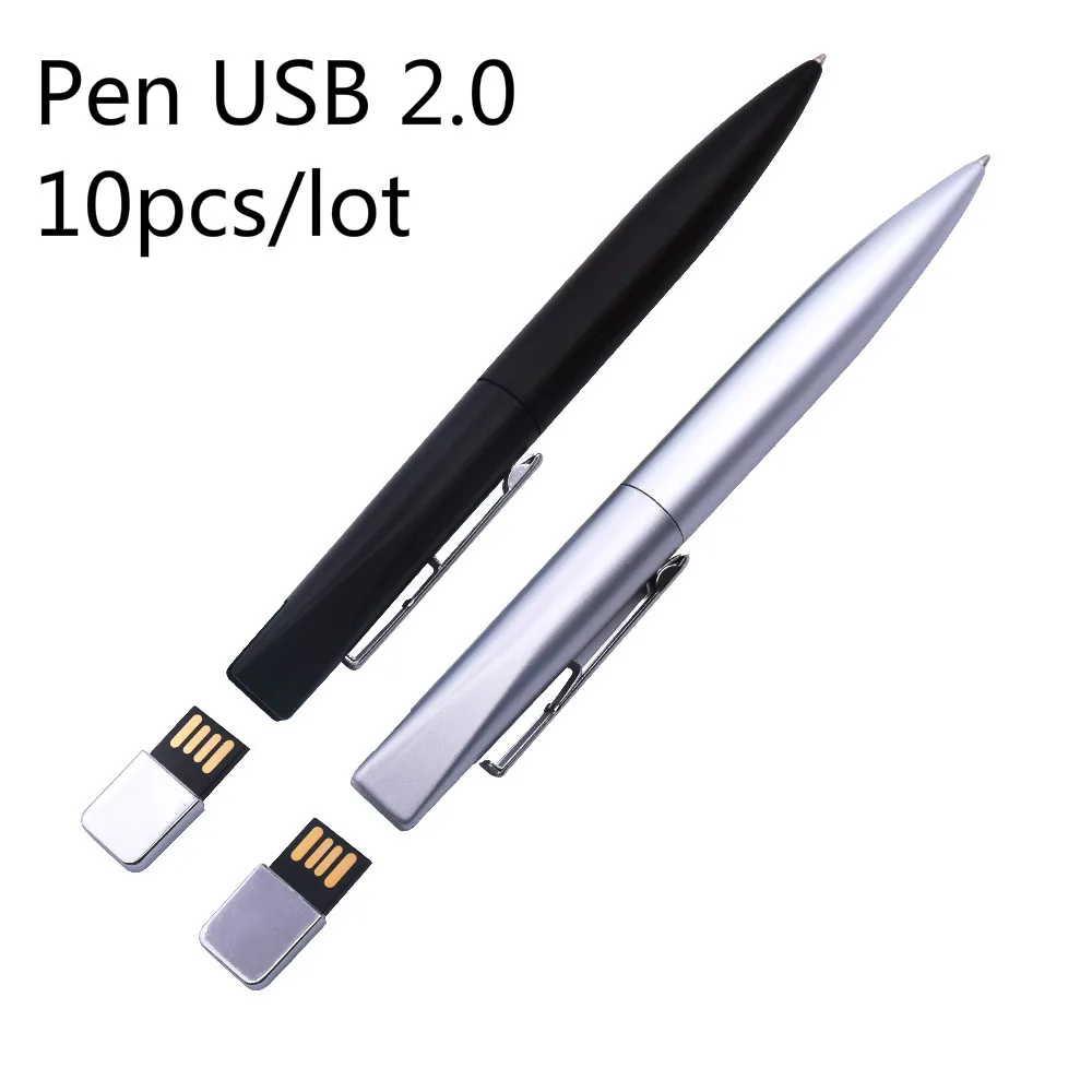 Металлическая шариковая ручка 10 шт./лот USB флеш-накопитель 4 ГБ 8 16 32 64 Usb-накопитель