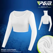 Pgm женские ледяные шелковые сетчатые рубашки для гольфа летние с длинным рукавом солнцезащитные футболки для гольфа женские мягкие укороченные топы с маской D0799
