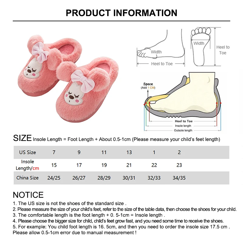 Детские тапочки с милым бантом и рисунком Микки и Минни; Утепленные зимние тапочки; нескользящая теплая однотонная домашняя обувь для маленьких девочек и мальчиков