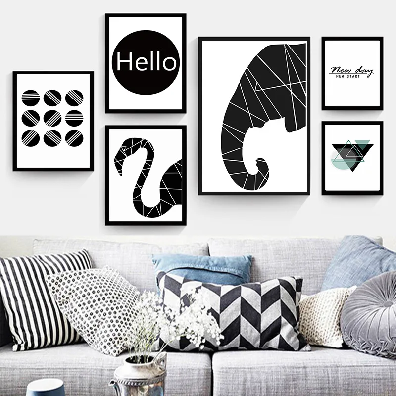 

Home decor Nordic wall art Black and White Geometric Abstract poster Animal Personality Study Decorative Cavans Painting