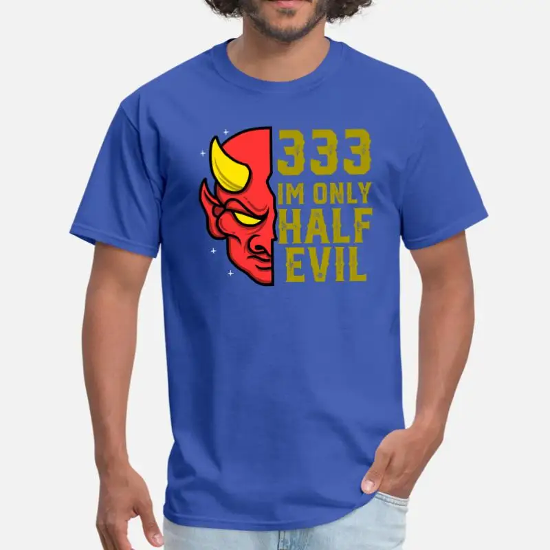 Men-Blue Стиль Devil 333 Half Evil костюм для хеллоуина футболка из хлопка с круглым вырезом потрясающая футболка большого размера S-5xl однотонная одежда в стиле хип-хоп - Цвет: Men-Blue