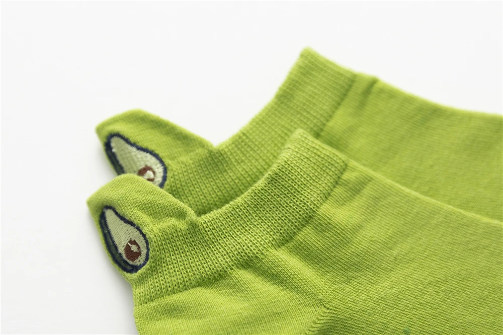 Neue Mode Sommer Herbst Avocado Stickerei Sokken Frauen atmungsaktiven Komfort Baumwolle Ins Stil grüne Söckchen Drops hip – Detail 20