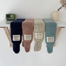 Однотонный детский шарф, шарфы для детей, для мальчиков и девочек, мягкий утолщенный зимний теплый Хлопковый вязаный шарф