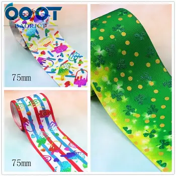 

I-191128-2637,3‘’ 75mm,2yards Colorful Cartoon hot gold hot silver Ribbons Thermal transfer Printed grosgrain Wedding decoration