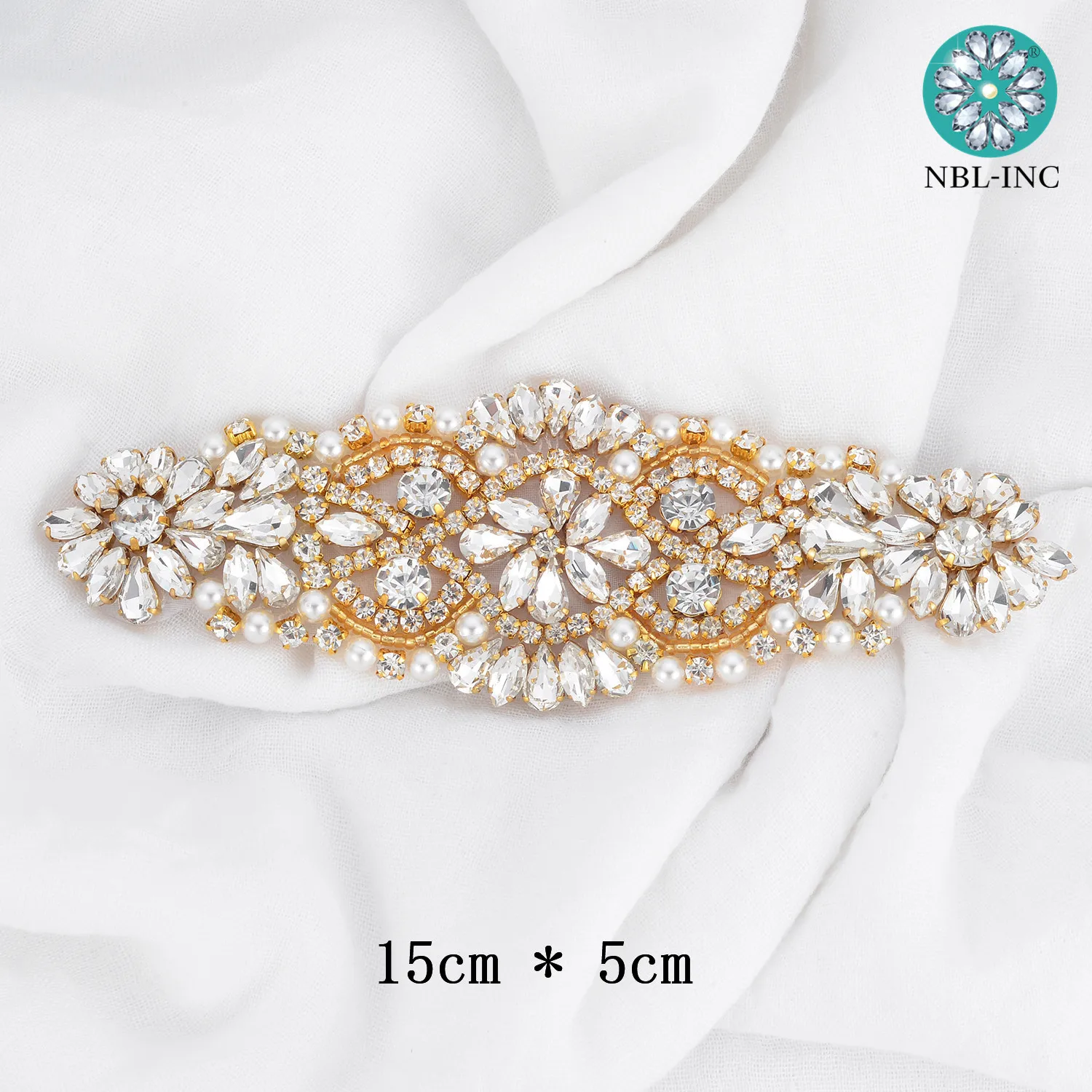(1PC) Silver rose gold crystal bridal applique belt wedding gold iron on sew on for wedding dress accessories WDD0357
