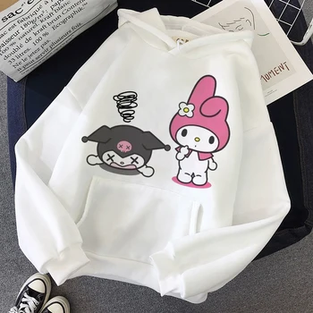 Graphic Print Hoodie White Top Hoodies Women Sweatshirt 4