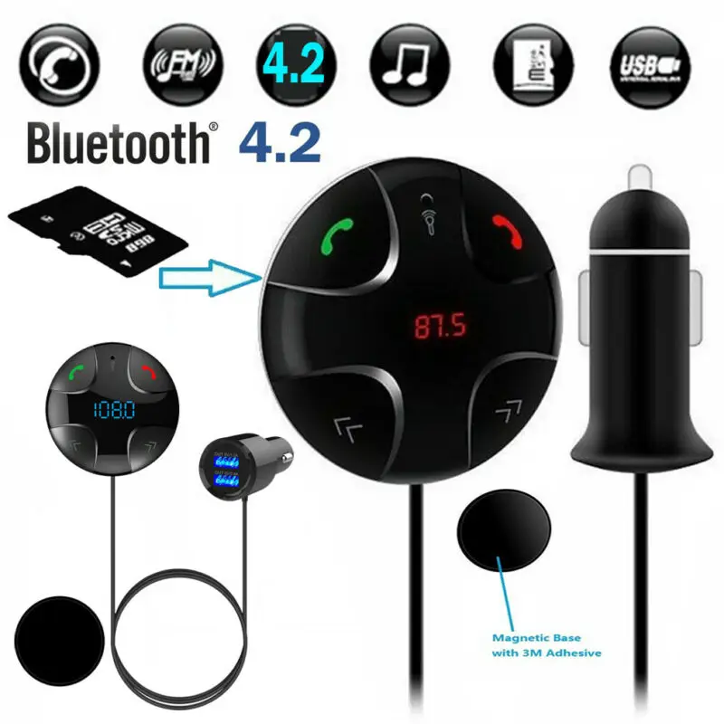 Абсолютно стиль беспроводной громкой связи Bluetooth FM передатчик MP3 плеер 2 USB автомобиля