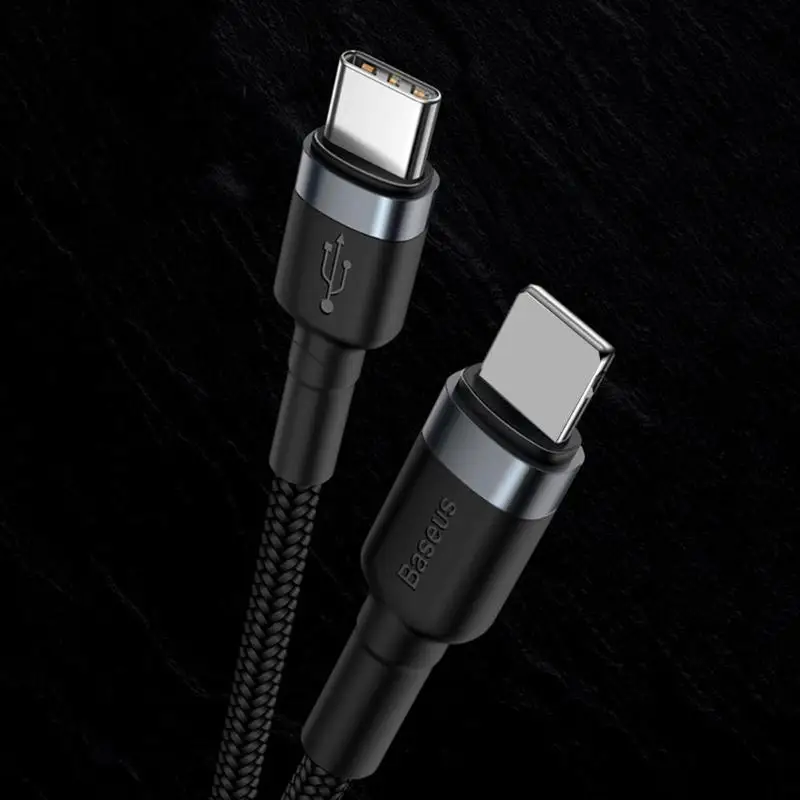 Baseus 8 Pin к порту type-C Быстрая зарядка 18 Вт PD Кабель зарядного устройства 100 см нейлоновый плетеный провод для iphone 8, 8 Plus X Xs Max