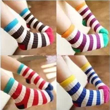 Корейский стиль; сезон весна-осень-зима; детские короткие носки в разноцветную полоску из чесаного хлопка; милые носки для больших детей и школьников