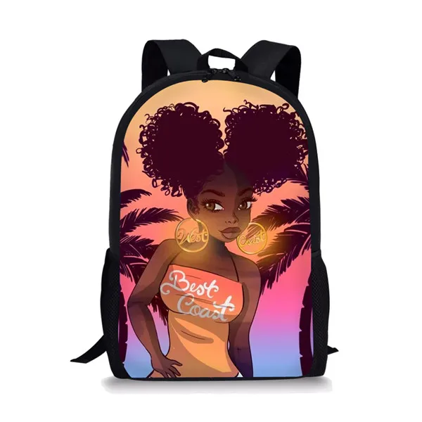 

Thikin Pretty African Girls Book Bag for Student Teenagers Backpack School Supplies Package Shopping Shoulder Bags Women Mochila