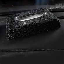 Прямоугольная коробка из искусственной кожи для салфеток для лица, держатель для салфеток ручной работы для домашнего офиса, автомобильное украшение(2 черного цвета