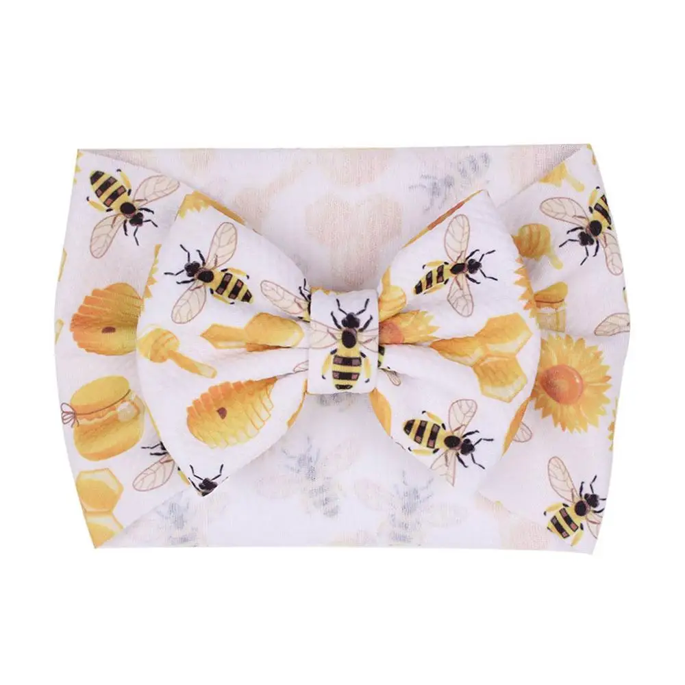 

24pc/lot New 5" Floral Print patterned bows Turban Headbands,Kids Girls Rugby/Bees/Sunflower/Amouflage/Rainbow/ Print Head wraps