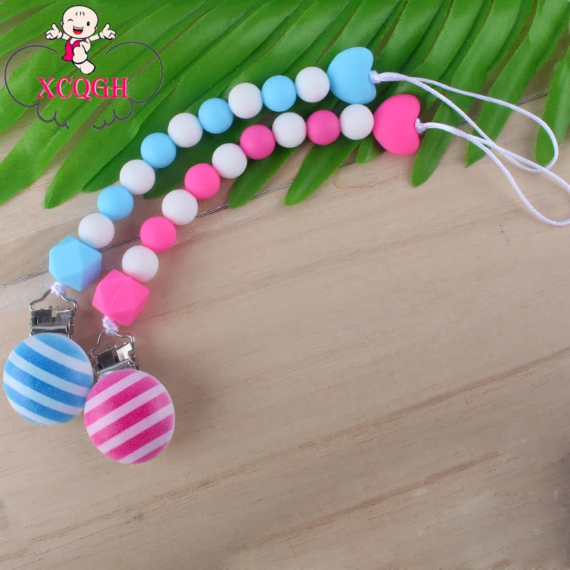 XCQGH Silicone Baby Pacifier Chain DIY Silicone Beads Anti lost Chain Baby Pacifier Chain