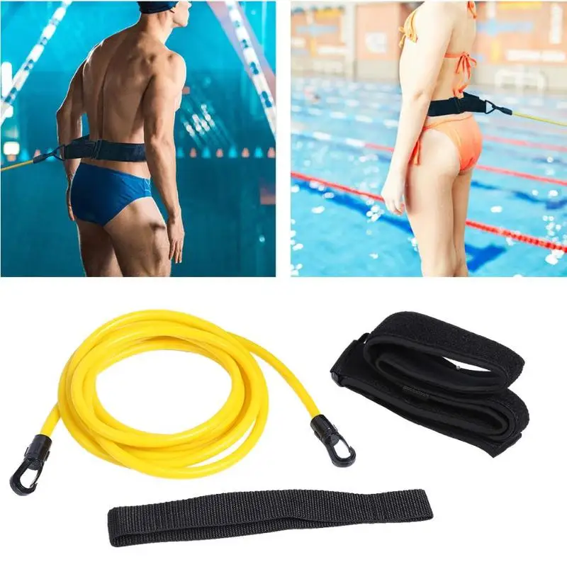 3M Adjustable Swim Training Resistance Belt Adult Kids Swimming Exerciser Leash Mesh Pocket Safety Swimming Accessories