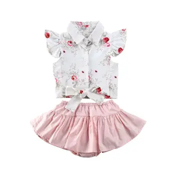 

Newborn Infant Kid Girls Floral Tops Tutu Mini Shorts 2PCS Clothes Toddler Kids Baby Girl Outfits