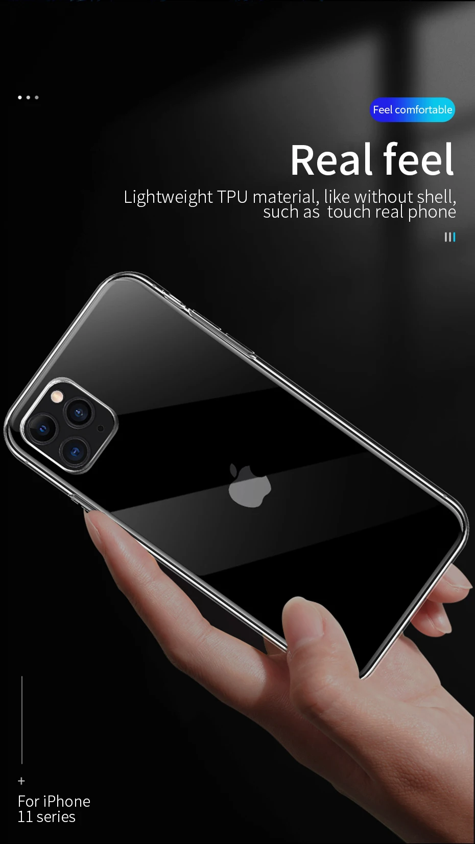 HOCO HD Transparent Protective Case for iPhone 11 2019 Series TPU Clear Ultra Thin Case Full Cover for iPhone 11 Pro Max