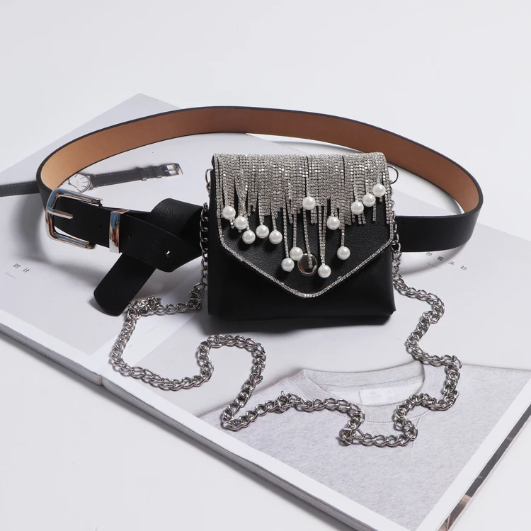 2019 для женщин мини квадратный лоскут поясные сумки Bling Стразы Монета Сумка