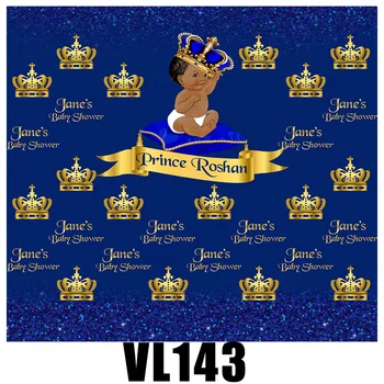 

Customized Royal Blue Prince Crown Baby Shower Photography Background Birthday party Photographic Backdrops Photo Studio VL-143