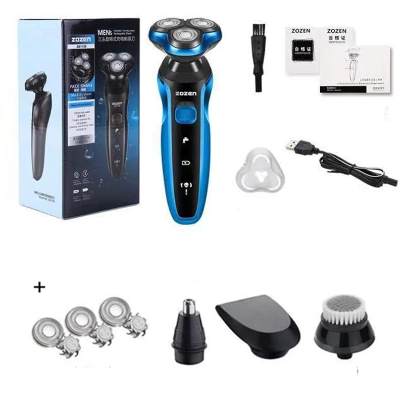 Electric Shaver Electric Shaver Rechargeable Electric Razor Shaving Machine Cleaning Beard Razor for Men Wet and Dry Waterproof Washable ZN1159