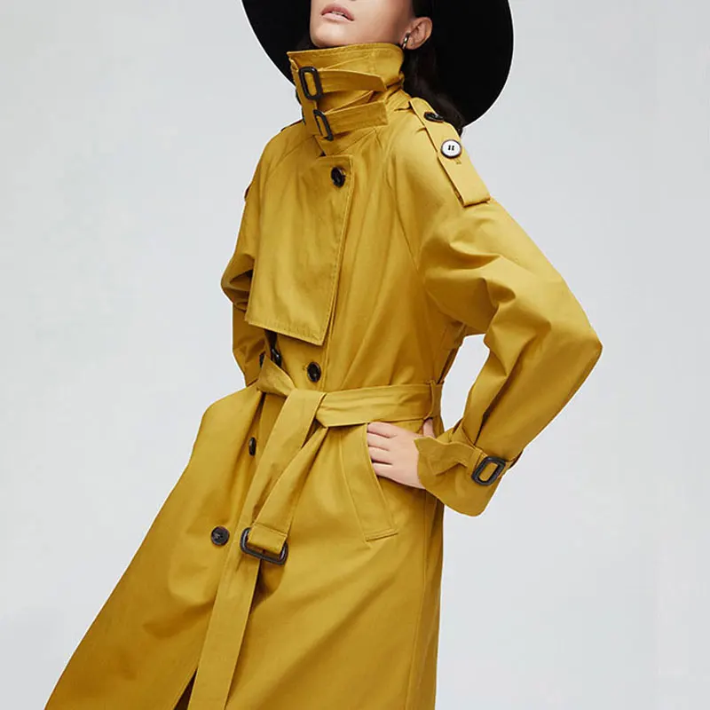 

2019 Long Trench Coat Women Fashion Office Lady Coat Trench Windbreaker Belt Long Coat Women Overcoat Streetwear Casaco Feminino