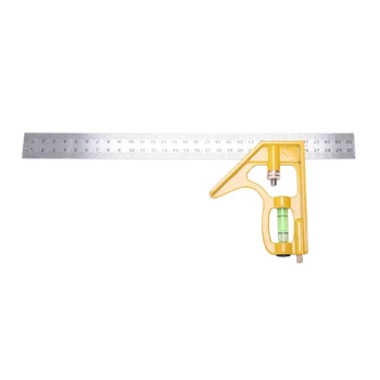 

12 Inch 300Mm Adjustable Combination Square Angle Ruler 90 Degree With Bubble Level Multifunctional Gauge Measuring Tools