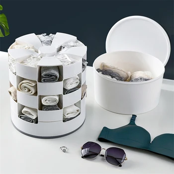 

Rotating Underwear Storage Box Stackable Compartment Box for Panties Socks Storage Home Clothing Cosmetics Jewelry Organizer